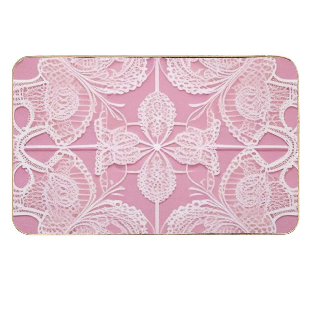 Pink Lace  Easy Maintenance Bath Mat
