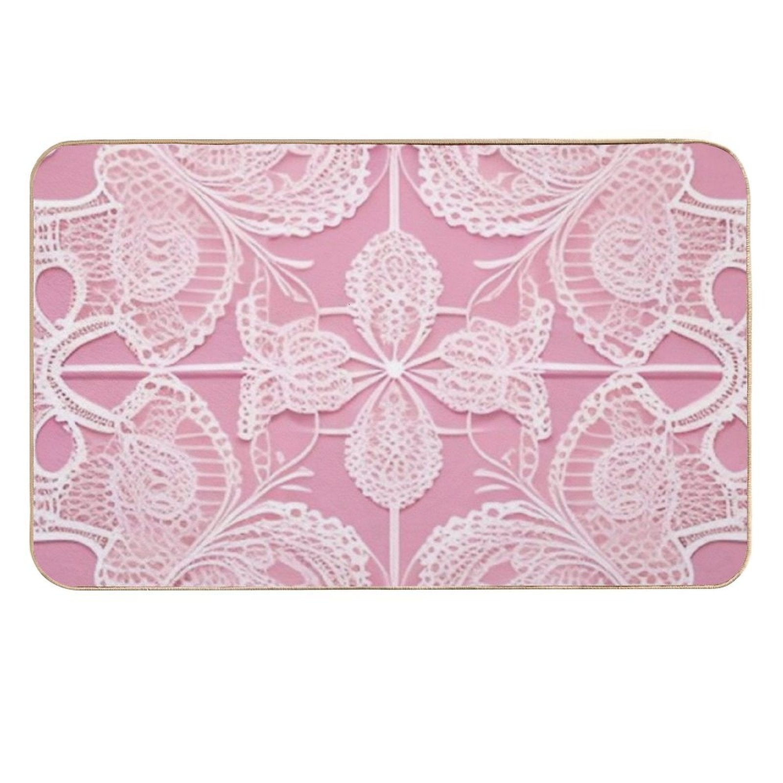 Pink Lace  Easy Maintenance Bath Mat