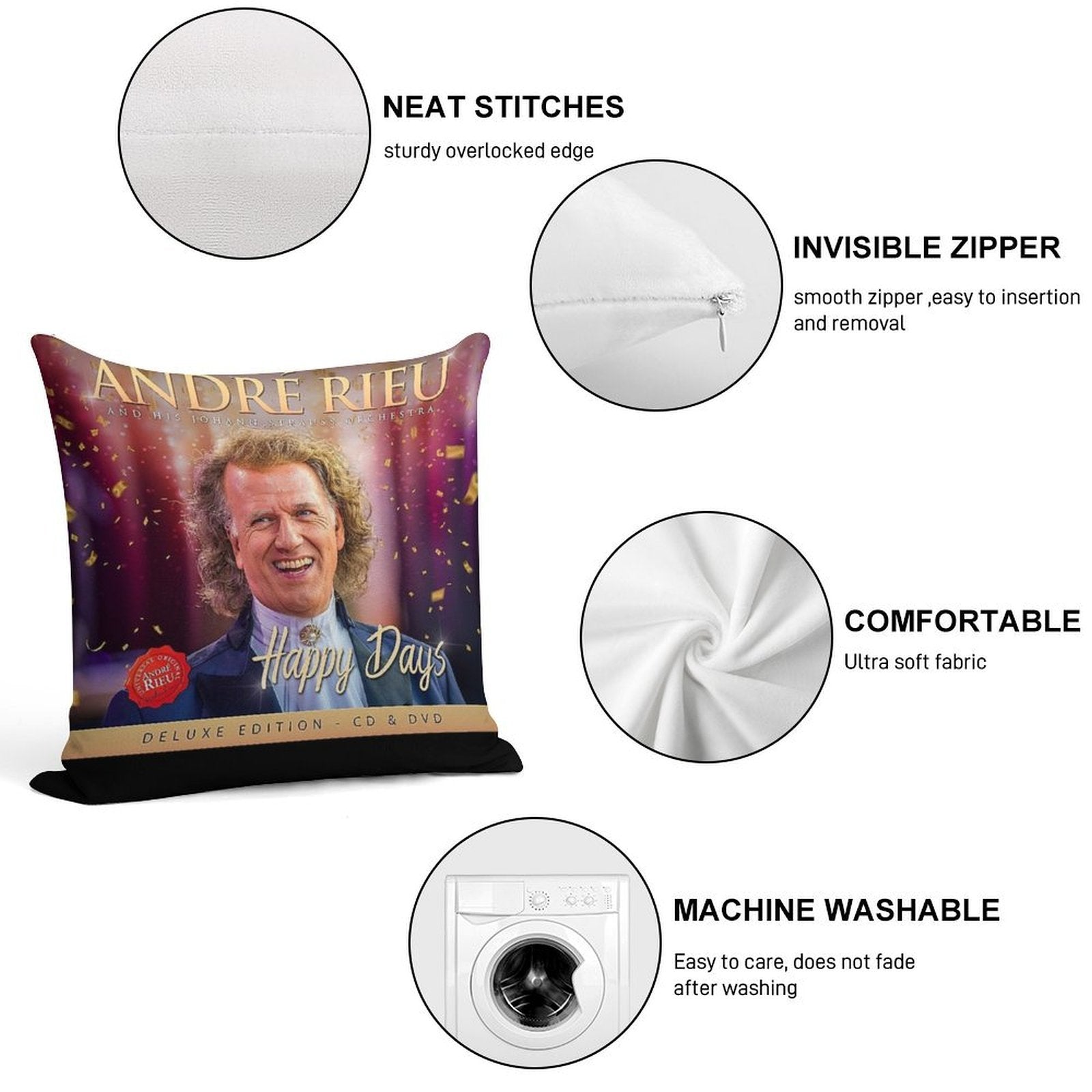 Happy Days Soft Reinforced Edging Throw Pillow