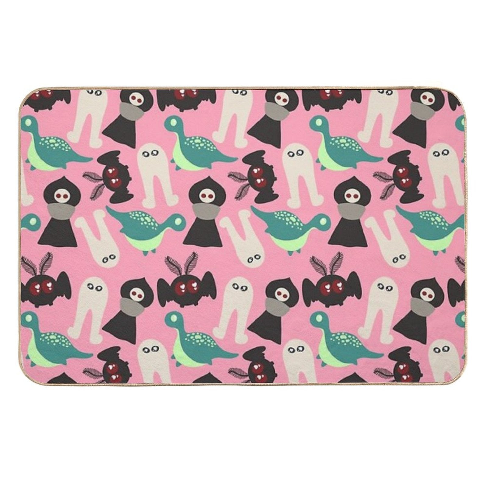 Cute Cryptids (pink)  Rapid-Drying Bath Mat