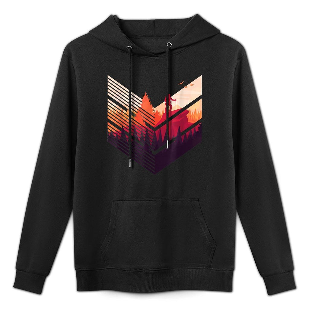 Geometric Hiking Graphic Colorful Nature Woods Landscape Breathable Fabric Hoodie
