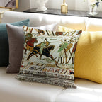 THE BAYEUX TAPESTRY ,BATTLE OF HASTINGS ,NORMAN KNIGHTS HORSEBACK Soft Home Decor Throw Pillow