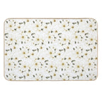 White Flower Blossom Pattern  Fade-Resistant Bath Mat