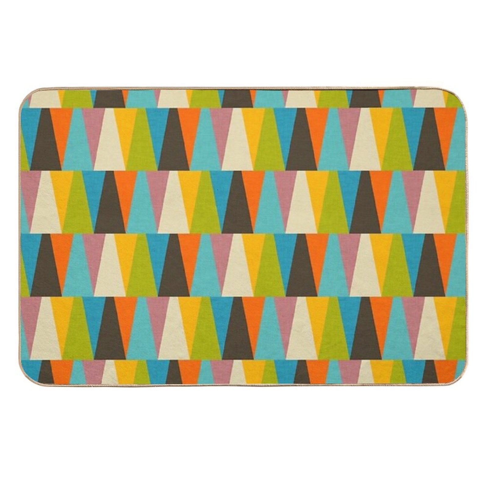 Retro Color Block Triangle Color Happy  Long-Lasting Bath Mat