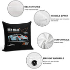 Ford GT40 - Ken Miles Le Mans 1966 Soft Shrink-Resistant Throw Pillow