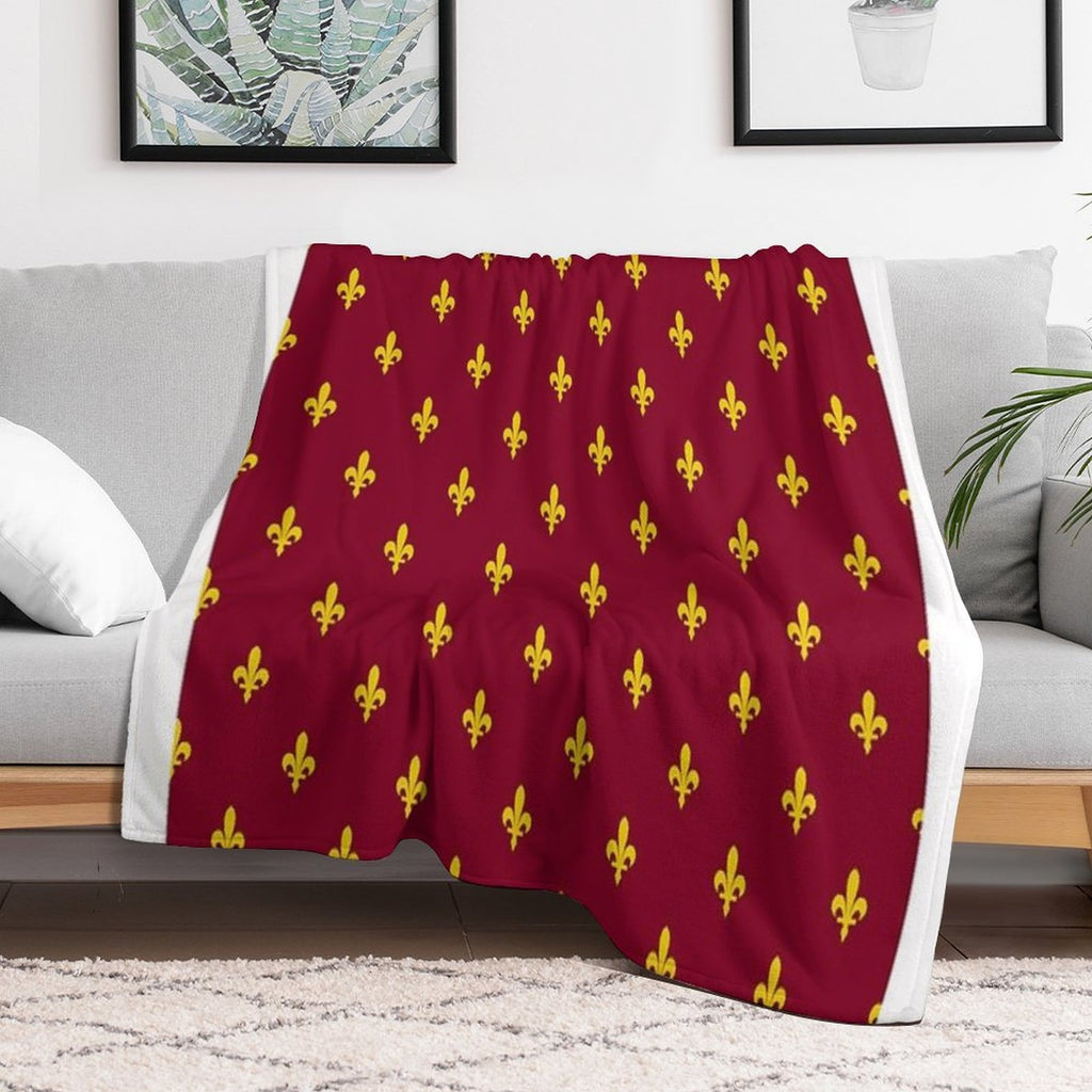 Lilies Pattern Golden And Burgundy Lily Versatility Throw Blanket