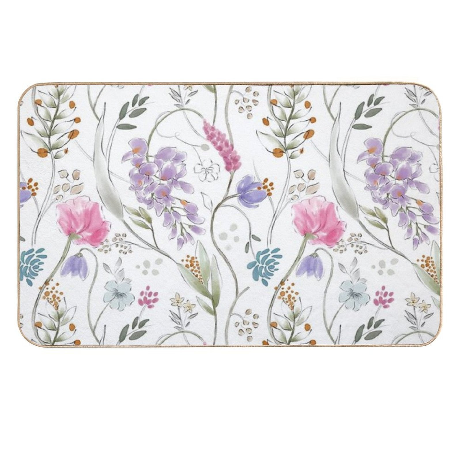 Colorful Flowers And Leaves  Odorless Bath Mat