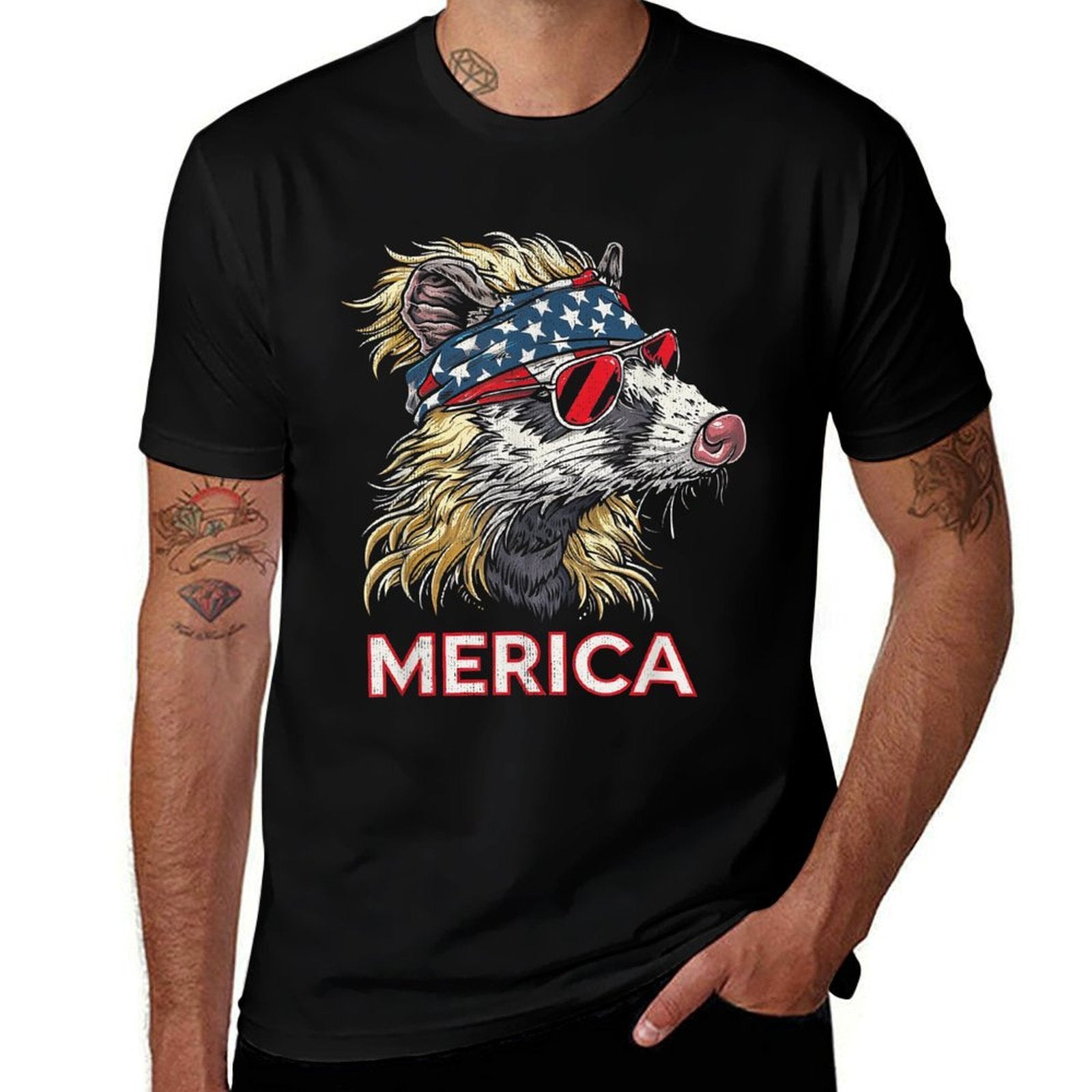 Opossum Possum - Patriotic USA 4th of July American  Versatile T-Shirt