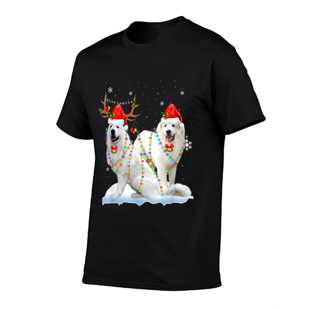 Great Pyrenees Christmas Tree Lights Reindeer Santa Xmas  Trendy Pattern T-Shirt