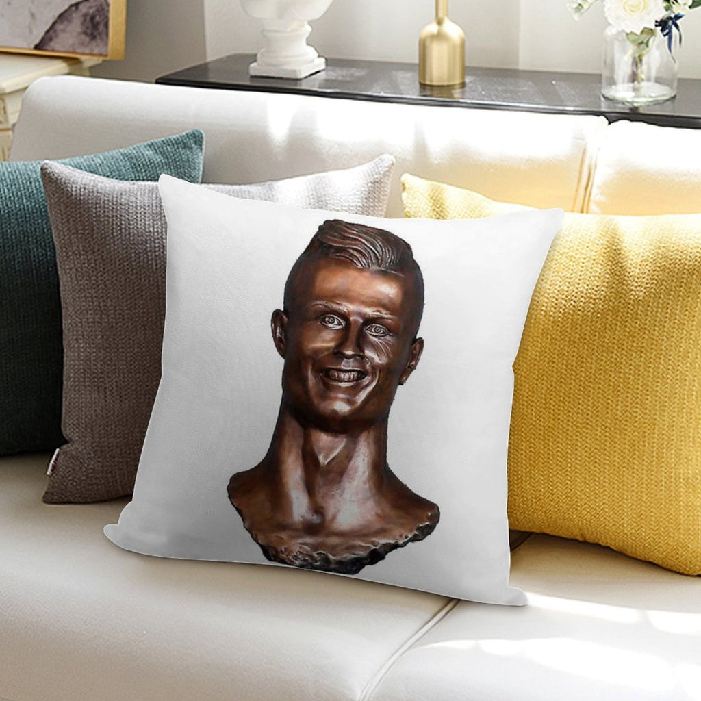 Cristiano Ronaldo Statue Soft Skin-Friendly Throw Pillow