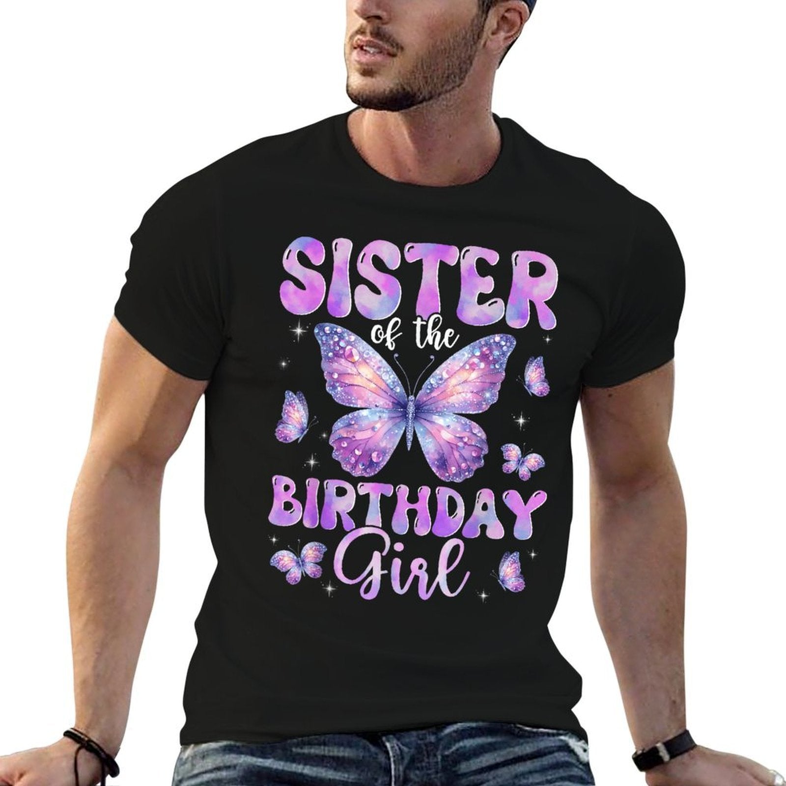 Sister Of The Birthday Girl Butterfly Family Matching  Moisture-wicking T-Shirt