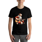 Guitarist Santa Cute Christmas Santa Playing Acoustic Guitar  Heathered Texture T-Shirt