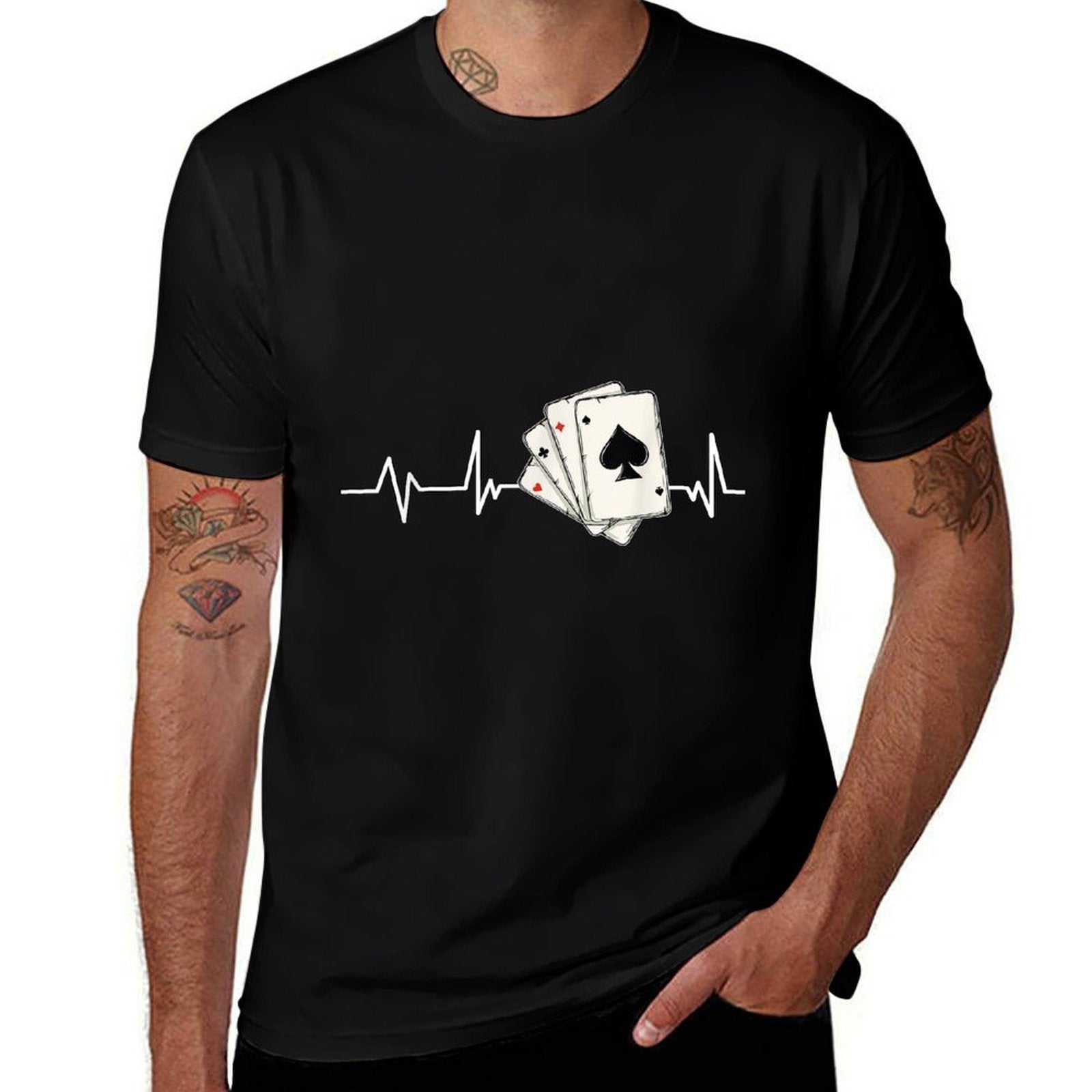 Poker Player Heartbeat EKG Gift Poker  Slim-fit Cut T-Shirt