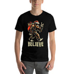 Believe Bigfoot Sasquatch Santa Reindeer Christmas Tree Xmas  Graphic-printed T-Shirt