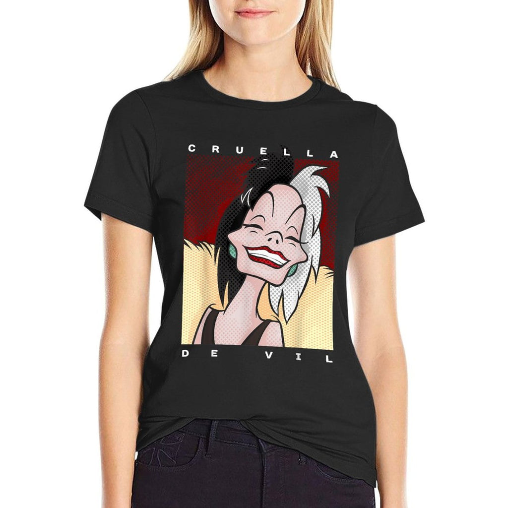 Disney Dalmatians Cruella Smile Portrait Graphic  Cotton T-Shirt