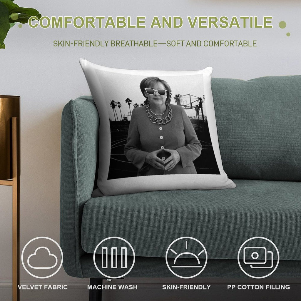 Swagela Merkel - Dark Soft Washable Throw Pillow