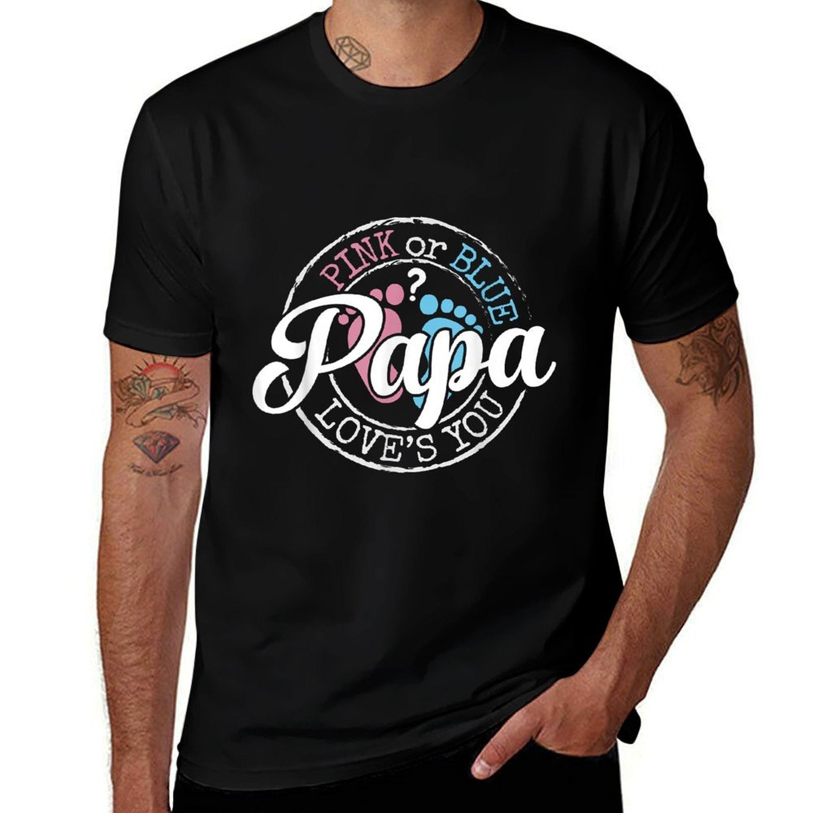 Gender Reveal Papa Dad To Be Gifts Pink Or Blue Baby Shower  Breathable T-Shirt