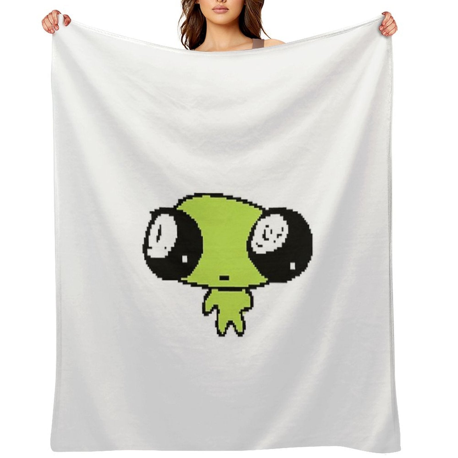 Cute Pixel Art Alien Premium Throw Blanket