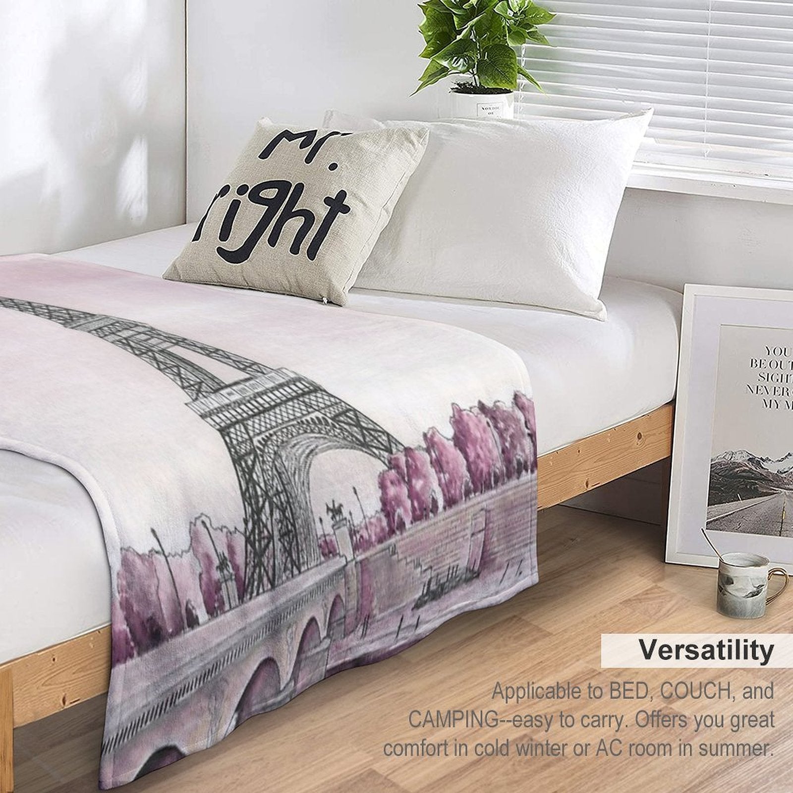 Pink Paris Eco-conscious Throw Blanket