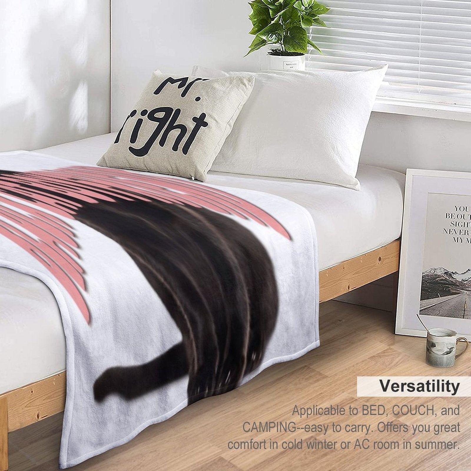 Black Cat Boyfriend Print All-season Throw Blanket