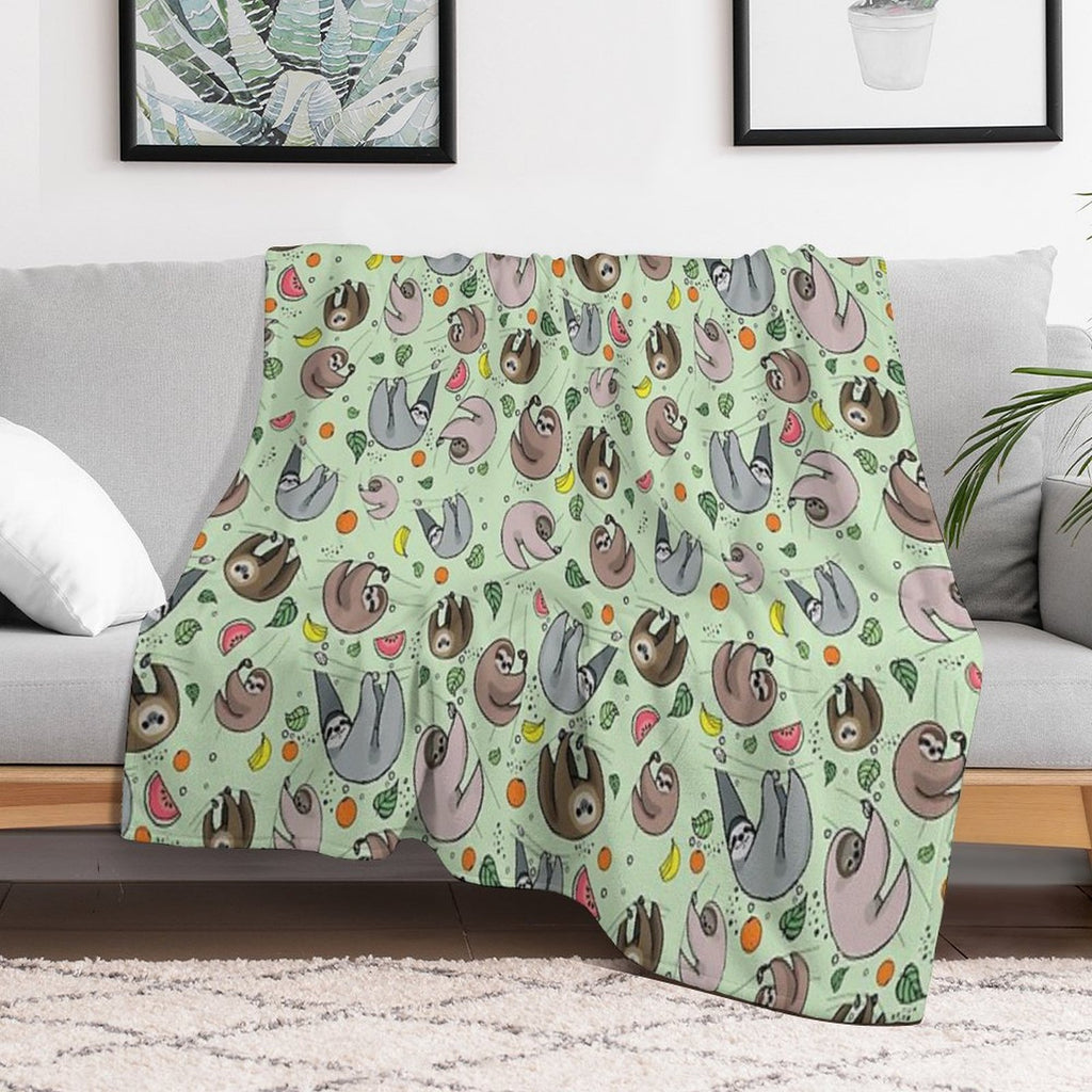 Sloths Easy Care Throw Blanket