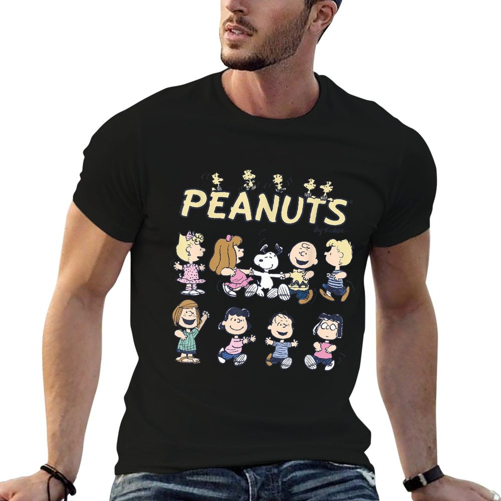 Peanuts Snoopy And Friends Dancing,Short Sleeve  Relaxed-fit T-Shirt