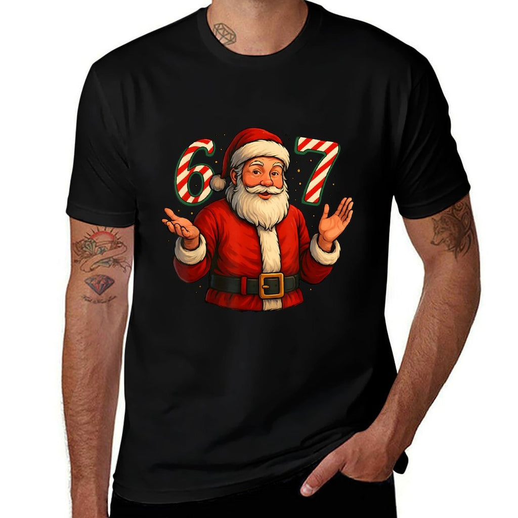Funny 67 Meme Santa Style Christmas 6 7  Ribbed Collar T-Shirt