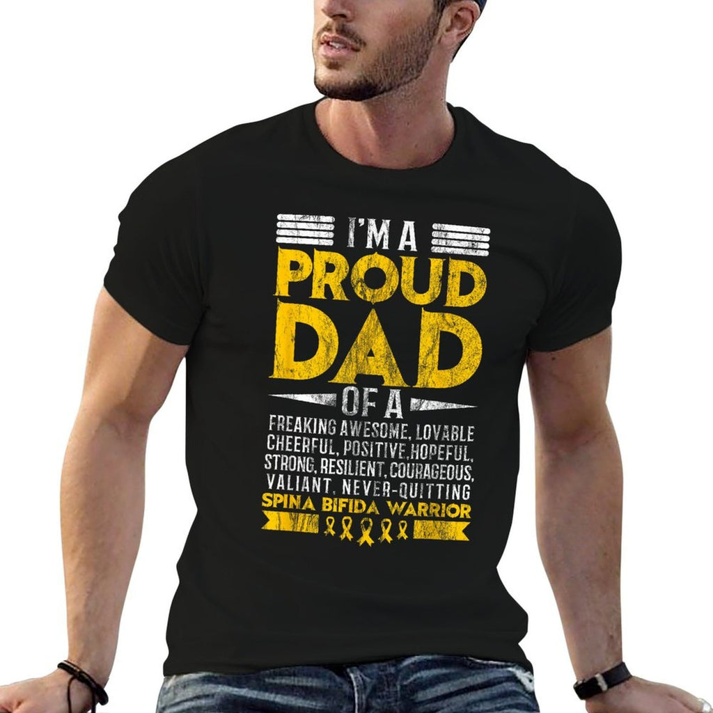 Im Proud Dad of Spina BIFIDA Warrior Motivational  Fade-proof Color T-Shirt