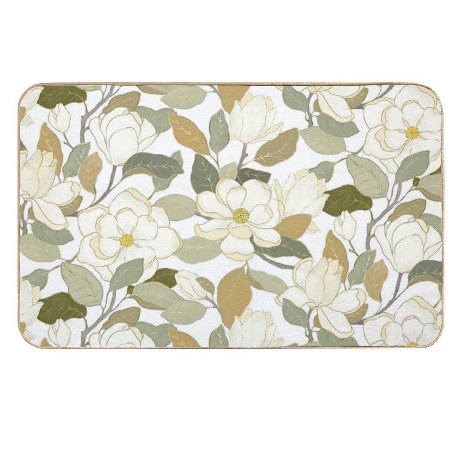 White Magnolia Flowers  Easy To Clean Bath Mat