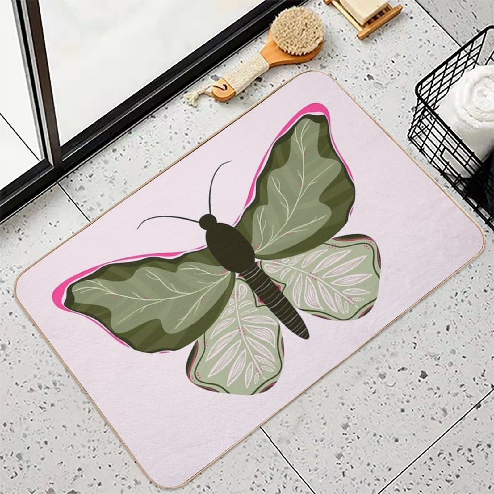 Monstera Butterfly  Anti-Trip Bath Mat