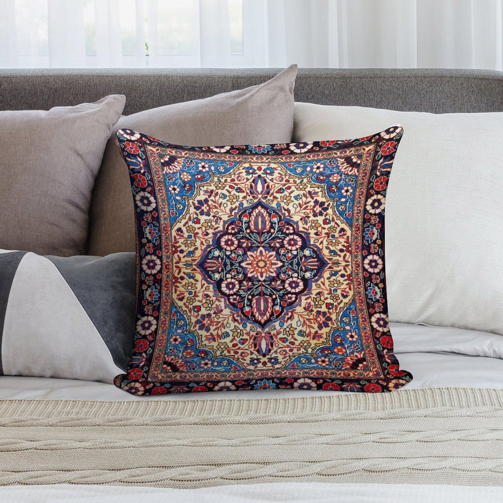 Kashan Central Persian Rug Print Soft Skin-Friendly Throw Pillow
