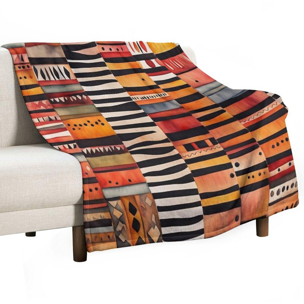 Etchnic Scandinavian Pattern - Watercolor Painting - Abstract Tribal Ethnic Traditional Pattern - Black Stripes - Terracotta & E Comfort Throw Blanket