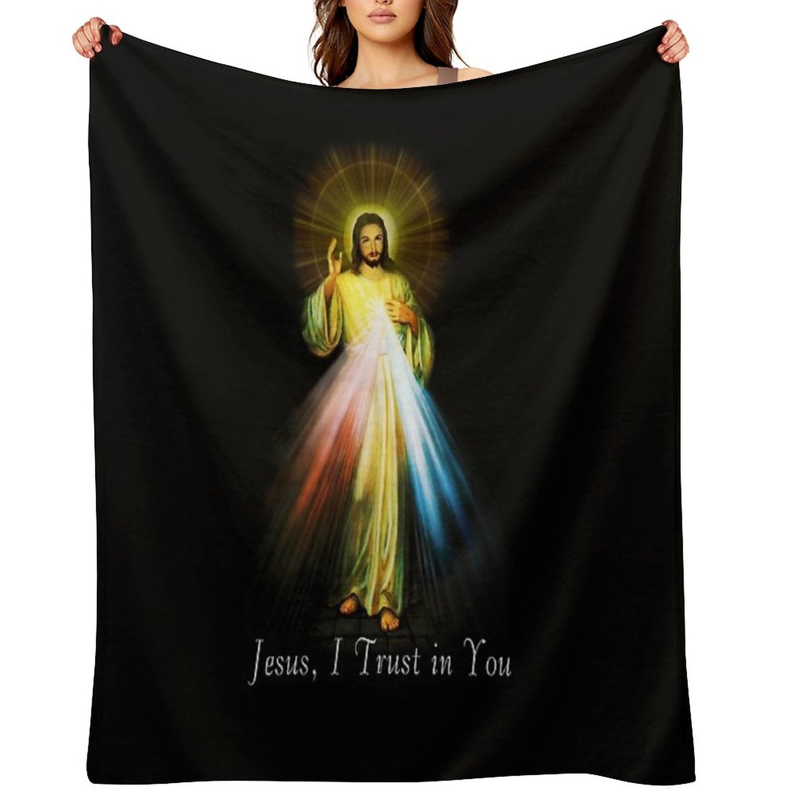 Jesus Divine Mercy Faustina Sacred Heart Catholic Velvety-soft Throw Blanket