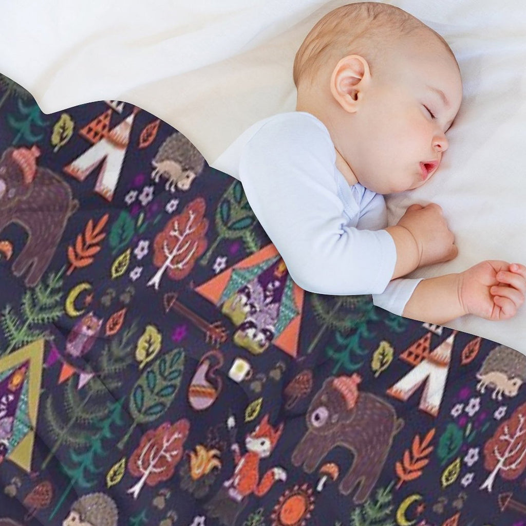 Woodland Animals Campout Plush Throw Blanket