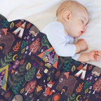 Woodland Animals Campout Plush Throw Blanket