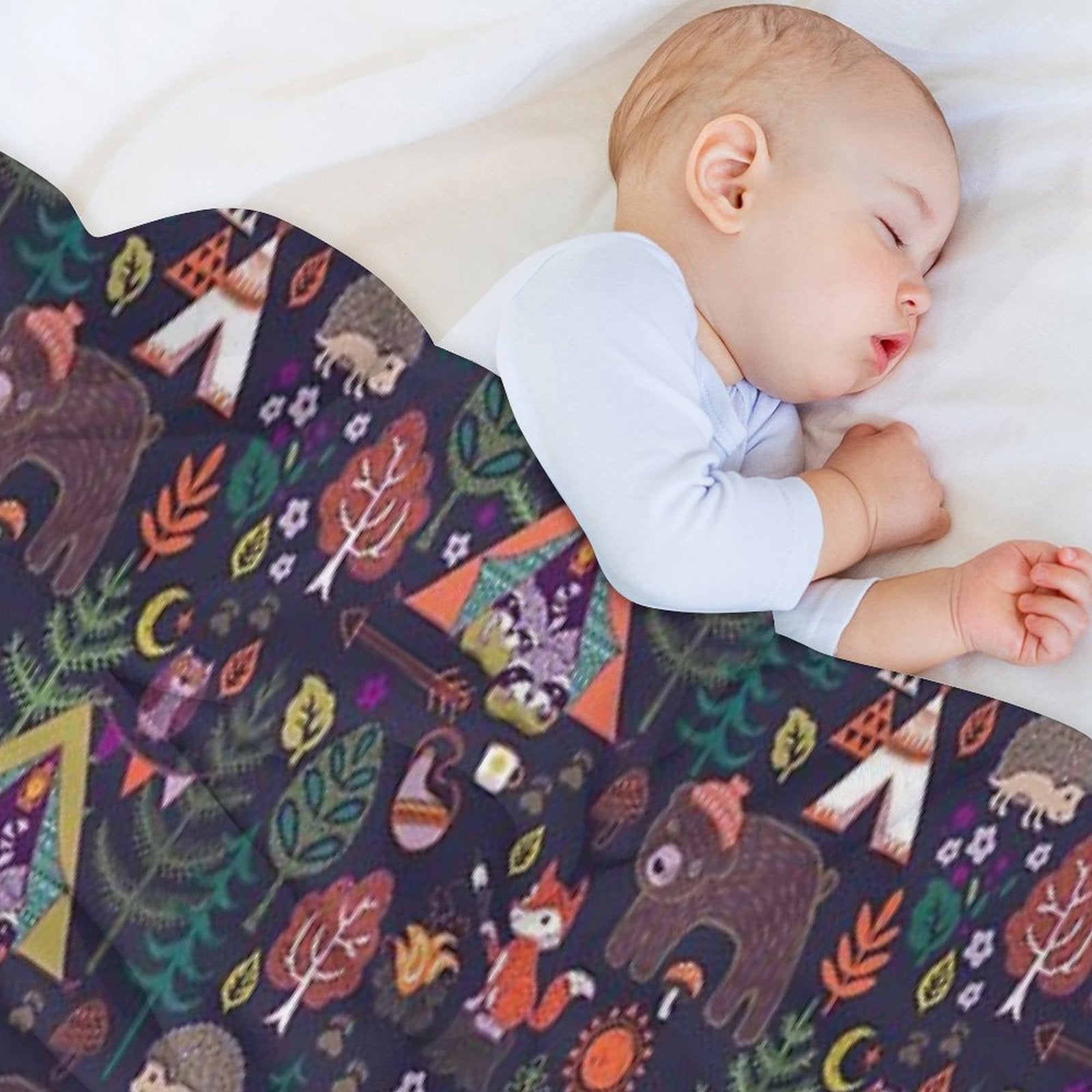 Woodland Animals Campout Plush Throw Blanket