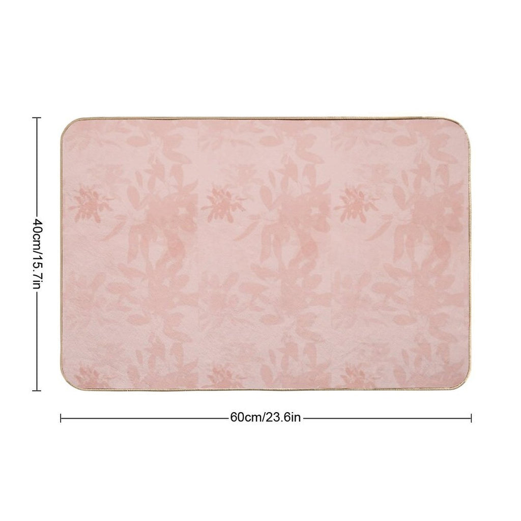 Pink Leaves And Plants Background Durable Bath Mat