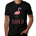 Flamingo Gifts Funny Pun Flock It  Ribbed Collar T-Shirt