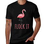 Flamingo Gifts Funny Pun Flock It  Ribbed Collar T-Shirt