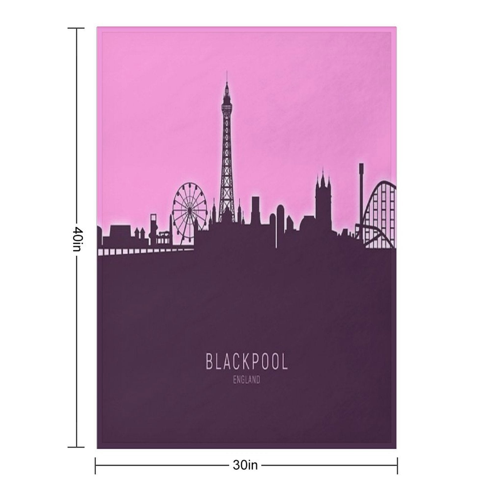 Blackpool England Skyline Machine-washable Throw Blanket