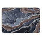 Navy Blue Brown Marble Agate Silver Glam #1 (Photo of Glitter Only - Not Reflective)  Pet-Safe Bath Mat