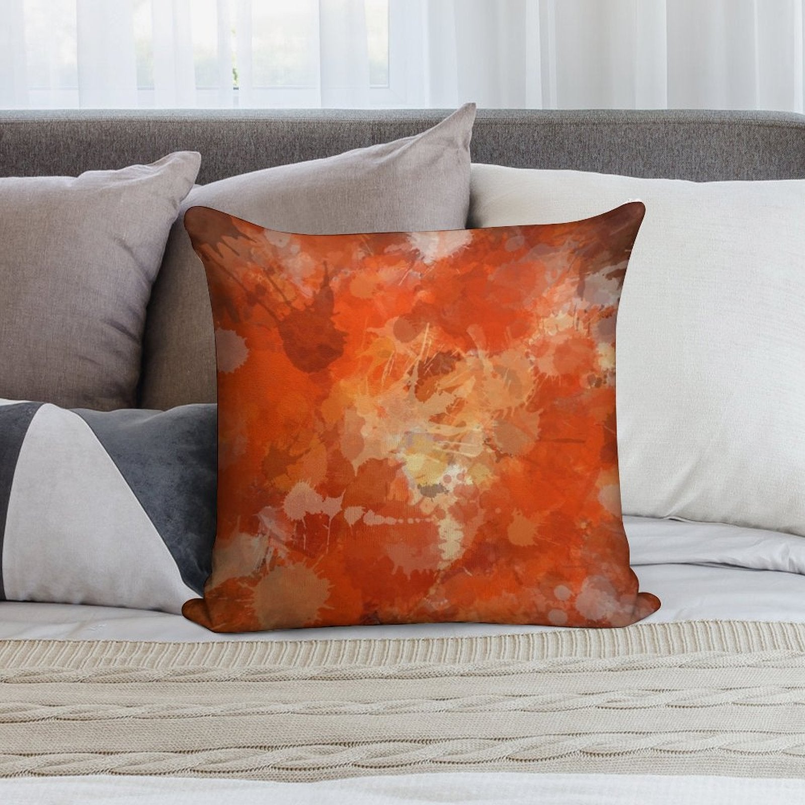 Modern Contemporary Orange Abstract Art Soft Warmth Comfort Throw Pillow