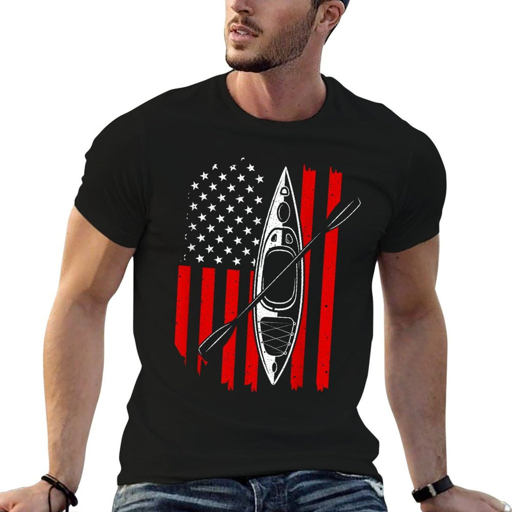 Funny Kayaking Gift For Men Women Cool American Kayak  Easy-care T-Shirt