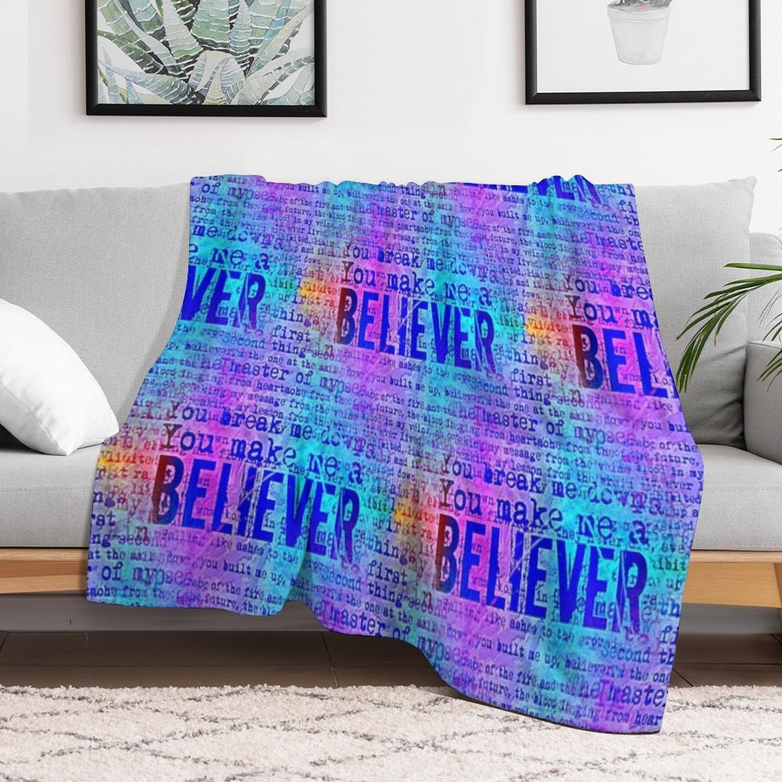 Believer -  Neon Rainbow Versatility Throw Blanket