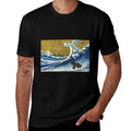 Funny Retro Vintage Surfing A Wave Newfoundland Dog Lover  Moisture-wicking T-Shirt