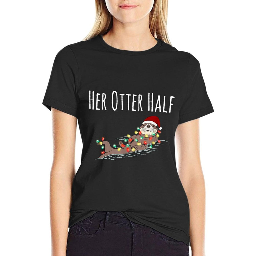 Funny Matching Couple His And Her Otter Half Ugly Christmas  Affordable Price T-Shirt