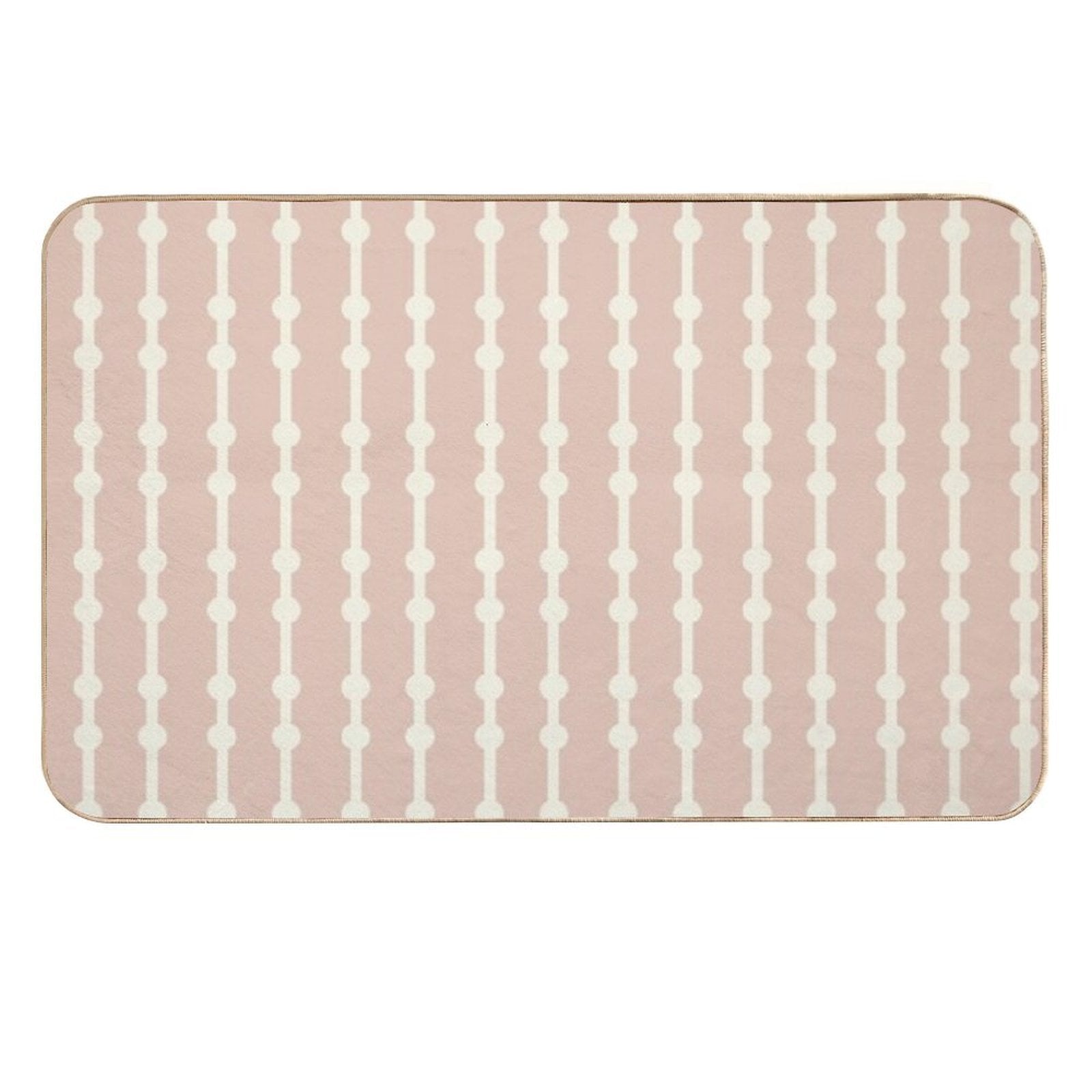 Soft Pink Beige with Cream Lines – Minimalist Neutral Striped Pattern  Slip-Resistant Bath Mat