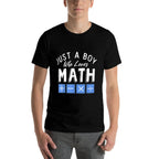 Just A Boy Who Loves Math Algebra Funny Mathematics  Rolled Sleeves T-Shirt