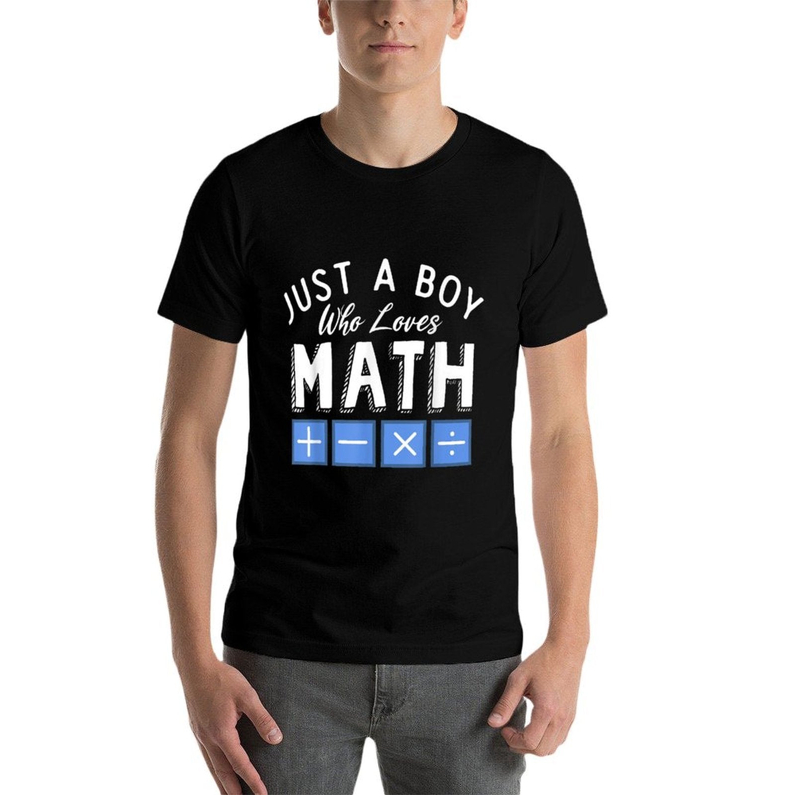 Just A Boy Who Loves Math Algebra Funny Mathematics  Rolled Sleeves T-Shirt