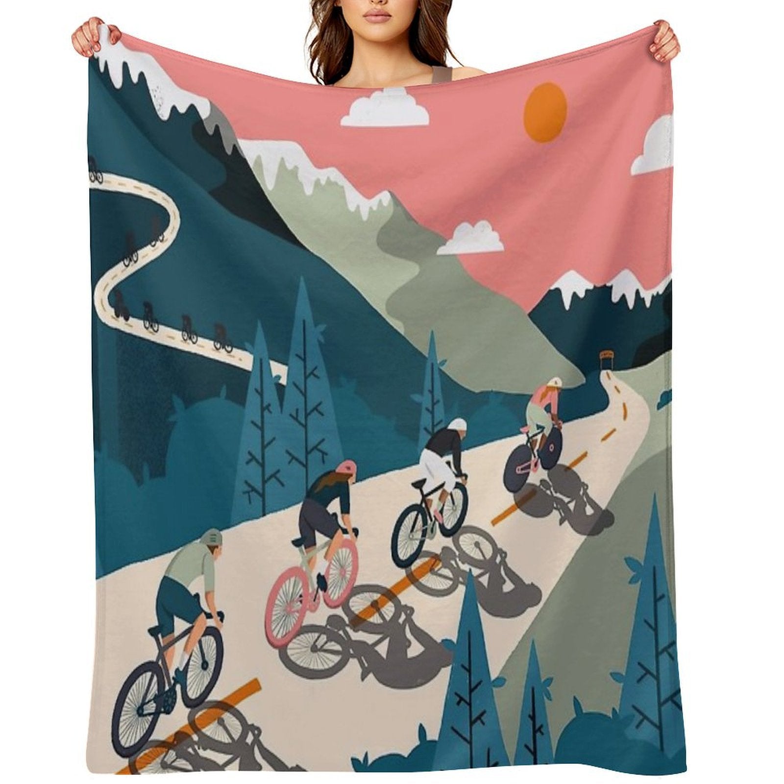 Cycling Race Vintage Art Eco-conscious Throw Blanket